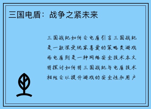 三国电盾：战争之紧未来